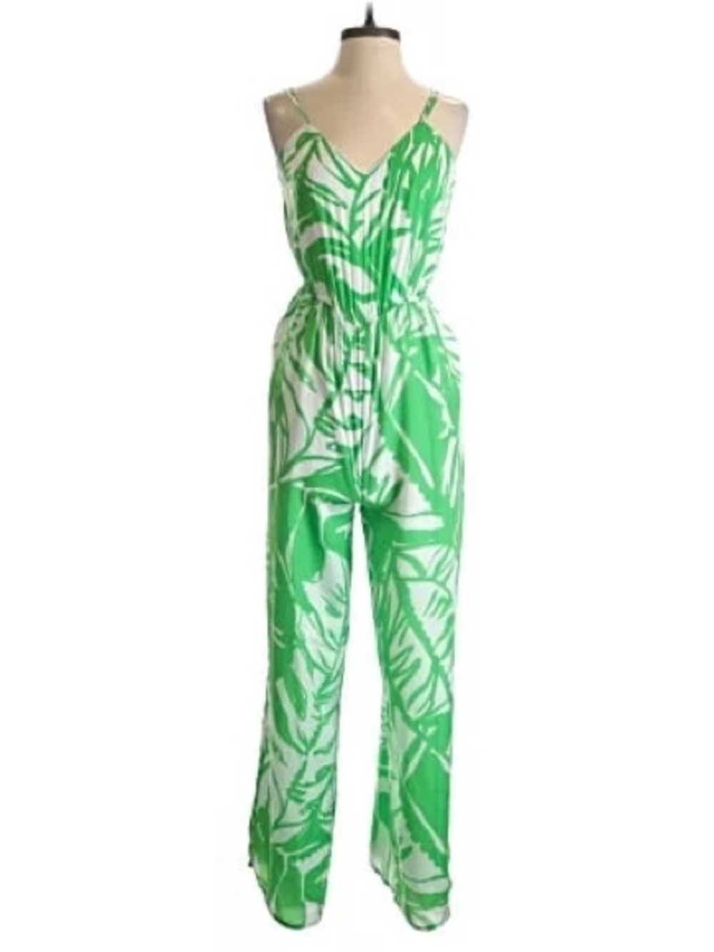 Lilly Pulitzer for Target Green and White Leaf-Print Wide-Leg Jumpsuit